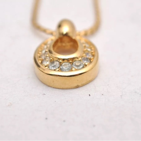 Christian Dior Gold Tone Chain Rhinestone Pendant Necklace 💜 - Picture 4 of 15